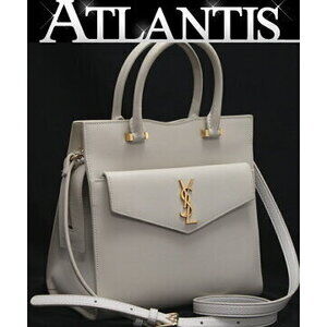 Saint Laurent Paris Uptown Handbag Ivory White Leather